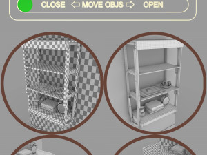 wall mounted convertible shelf and table rigging and animation 3D Model