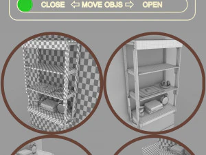 wall mounted convertible shelf and table rigging and animation 3D Model