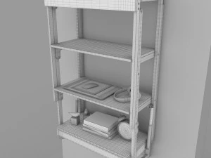 wall mounted convertible shelf and table rigging and animation 3D Model
