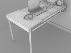 wall mounted convertible shelf and table rigging and animation 3D Model