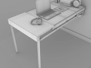 wall mounted convertible shelf and table rigging and animation 3D Model
