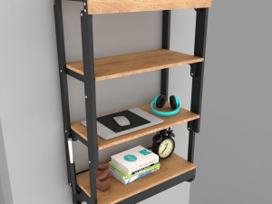 wall mounted convertible shelf and table rigging and animation 3D Model