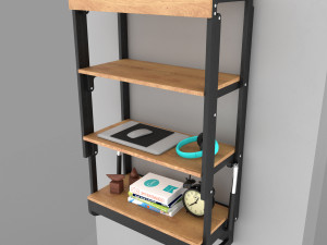 wall mounted convertible shelf and table rigging and animation 3D Model