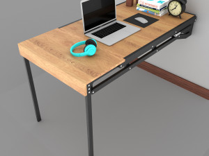 wall mounted convertible shelf and table rigging and animation 3D Model
