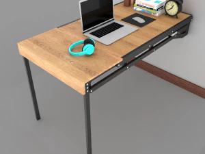 wall mounted convertible shelf and table rigging and animation 3D Model