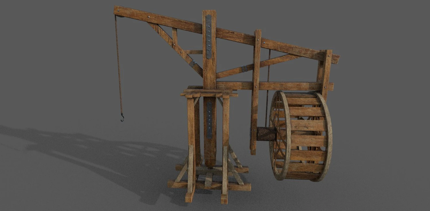 medieval crane 3D Model .c4d .max .obj .3ds .fbx .stl .blend 