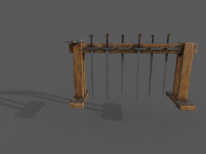 medieval rack and swords low-poly 3D Модель