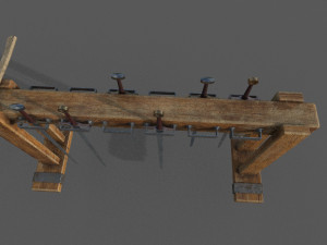 medieval rack and swords low-poly 3D Модель