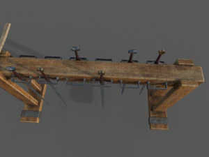 medieval rack and swords low-poly 3D Model