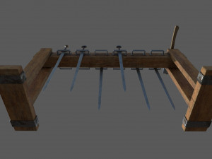 medieval rack and swords low-poly 3D Модель