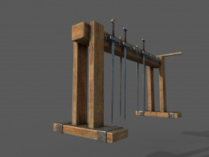 medieval rack and swords low-poly 3D Модель