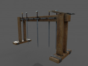 medieval rack and swords low-poly 3D Модель