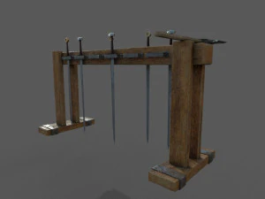 medieval rack and swords low-poly 3D Model