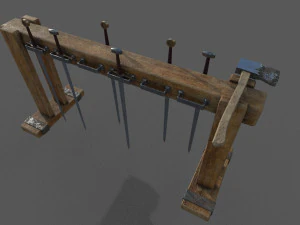 medieval rack and swords low-poly 3D Model