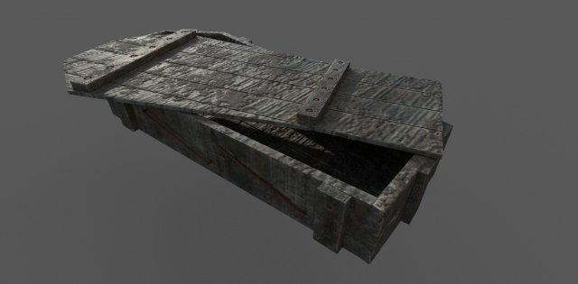 old wooden coffin low-poly Model 3D .c4d .max .obj .3ds .fbx .stl .blend 