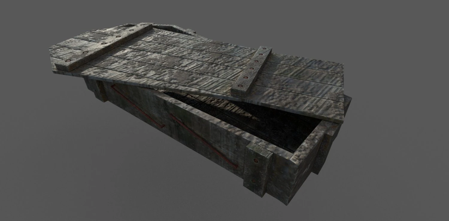 old wooden coffin low-poly 3D Model .c4d .max .obj .3ds .fbx .stl .blend 