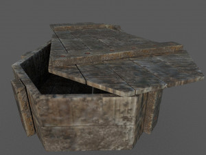 old wooden coffin low-poly Model 3D
