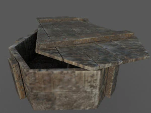 old wooden coffin low-poly 3D Model