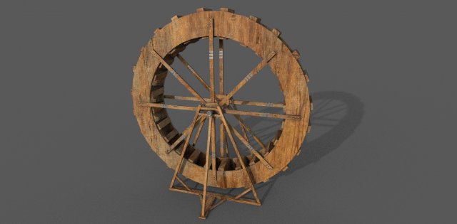 water wheel low-poly Modelo 3D .c4d .max .obj .3ds .fbx .stl .blend