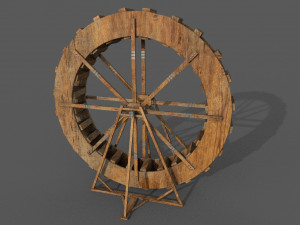 water wheel low-poly Model 3D