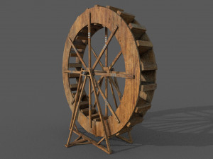 water wheel low-poly Modelo 3D