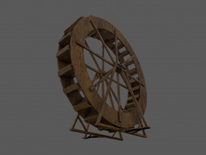 water wheel low-poly Modelo 3D