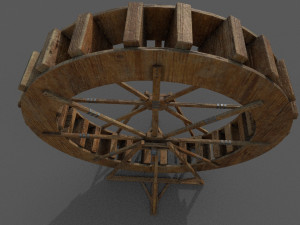 water wheel low-poly Modelo 3D