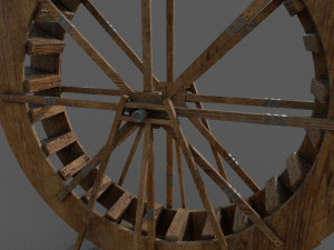 water wheel low-poly Modelo 3D