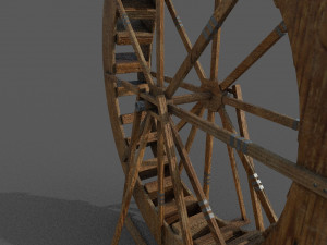 water wheel low-poly Modelo 3D