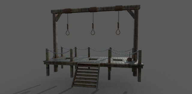 gallows low-poly 3D Model .c4d .max .obj .3ds .fbx .stl .blend 