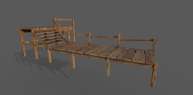 wooden pier low-poly 3D Model .c4d .max .obj .3ds .fbx .stl .blend 