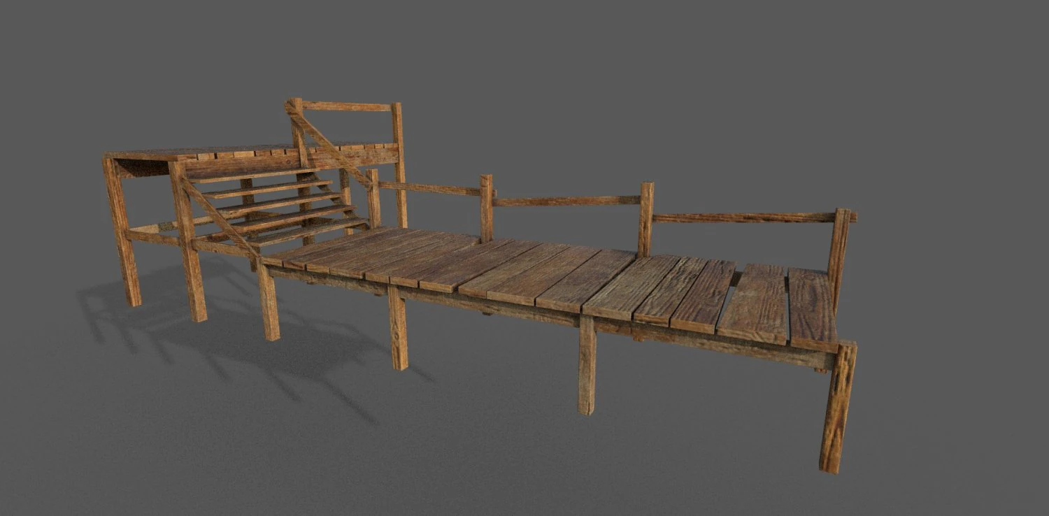 wooden pier low-poly 3D Model .c4d .max .obj .3ds .fbx .stl .blend 