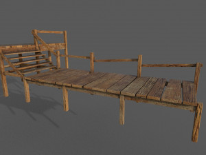 wooden pier low-poly 3D Модель
