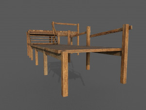 wooden pier low-poly 3D Model