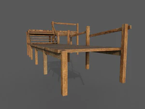 wooden pier low-poly 3D Model