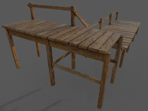 wooden pier low-poly 3D Model
