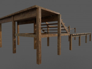 wooden pier low-poly 3D Model