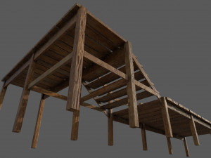 wooden pier low-poly 3D Model