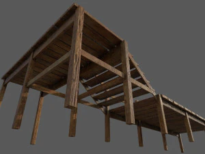 wooden pier low-poly 3D Model