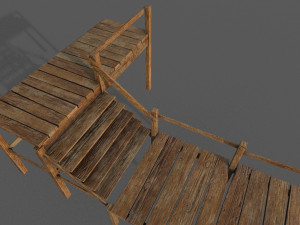wooden pier low-poly 3D Model