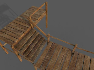 wooden pier low-poly 3D Model