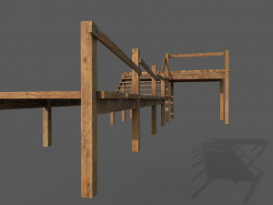 wooden pier low-poly 3D Model