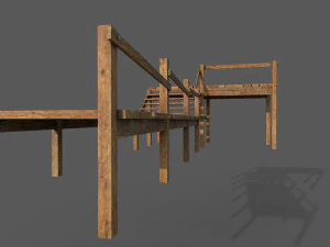 wooden pier low-poly 3D Model
