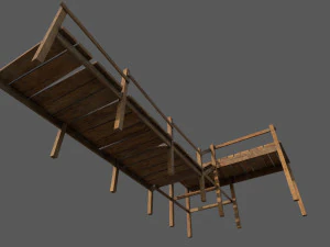 wooden pier low-poly 3D Model