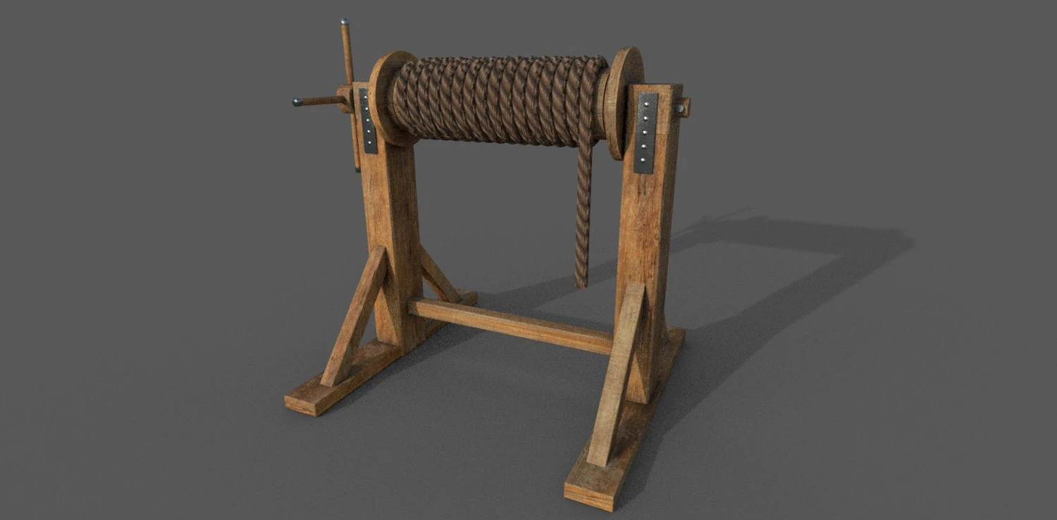 winch low-poly 3D Model .c4d .max .obj .3ds .fbx .stl .blend 