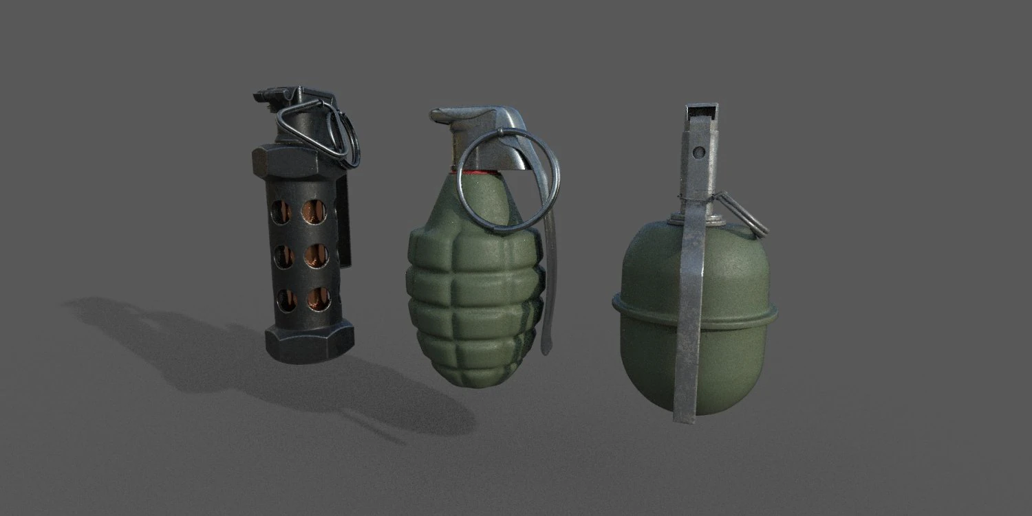 grenade pack low-poly 3D Model .c4d .max .obj .3ds .fbx .stl .blend 