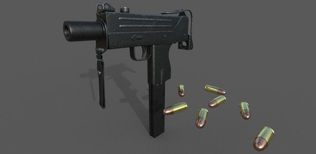 mac-10 game ready low-poly Modelo 3D .c4d .max .obj .3ds .fbx .stl .blend 