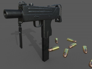 mac-10 game ready low-poly 3D Model