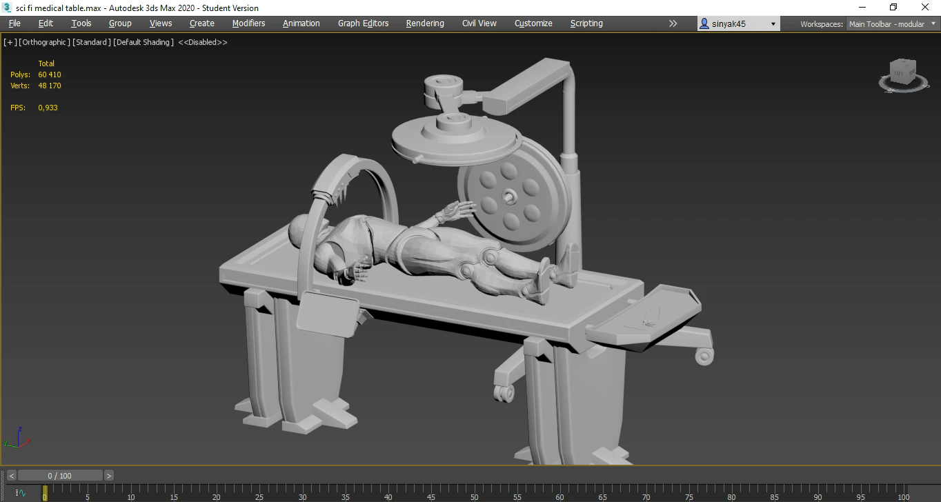 mesa médica de ficção científica Modelo 3D .c4d .max .obj .3ds .fbx .stl .blend