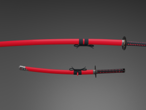 katana and wakizashi on the stand 3D Model